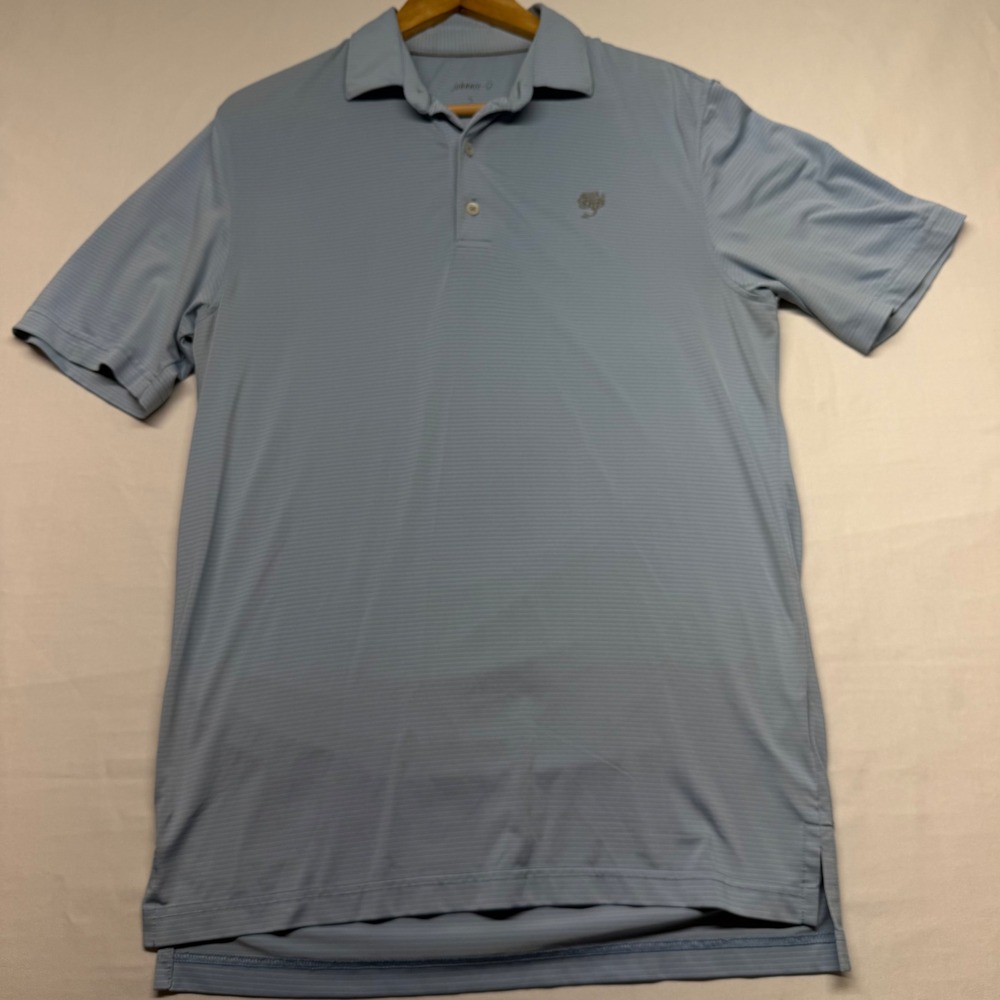 Johnnie-O Golf Polo Blue Striped Performance Stretch Coastal Preppy S